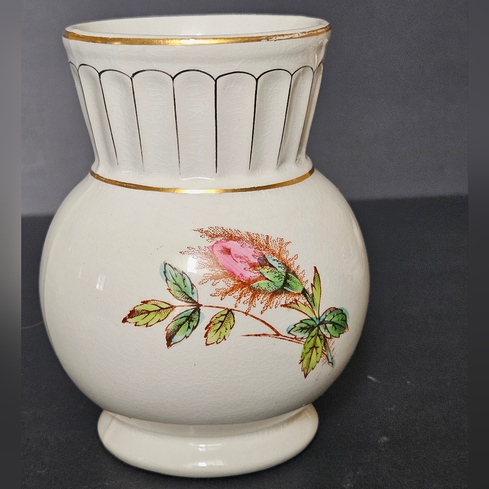 19th Century Knowles Taylor & Knowles Iron Stone China "Moss Rose" Vase